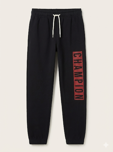 Boys' Black Fleece Joggers with Red Plaid Champion Logo