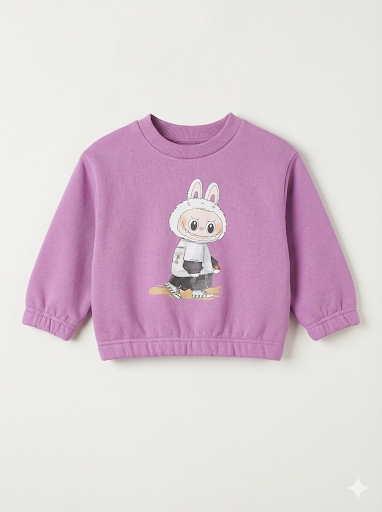 Kids Purple Sweatshirt - Cartoon La Bobo Doll in Hoodie Graphic