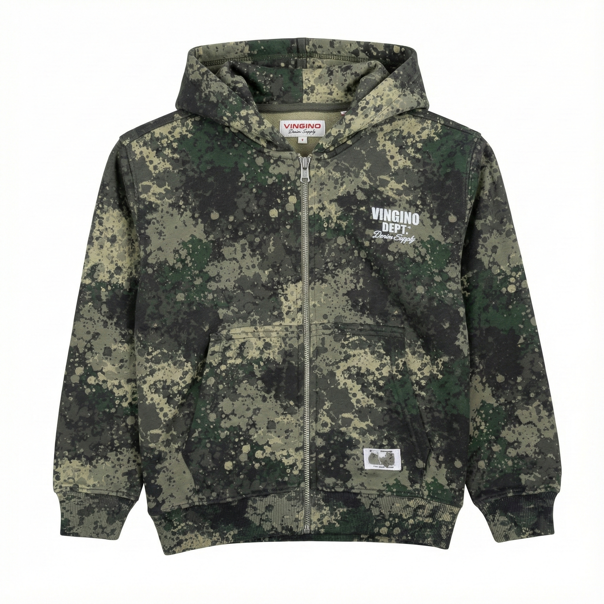 Camo Green Digital Camo Print Zip-Up Hoodie