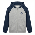 Grey & Navy Raglan Sleeve Zip-Up Hoodie (BG-000087)