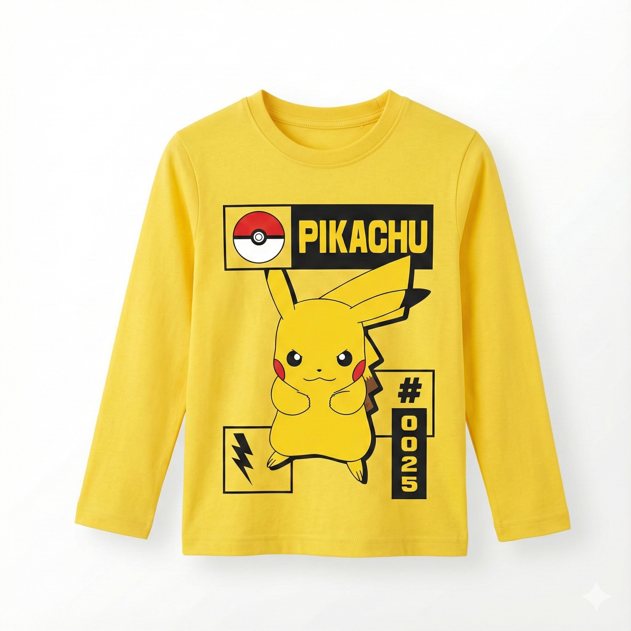 Yellow long sleeved Shirt with pikachu print