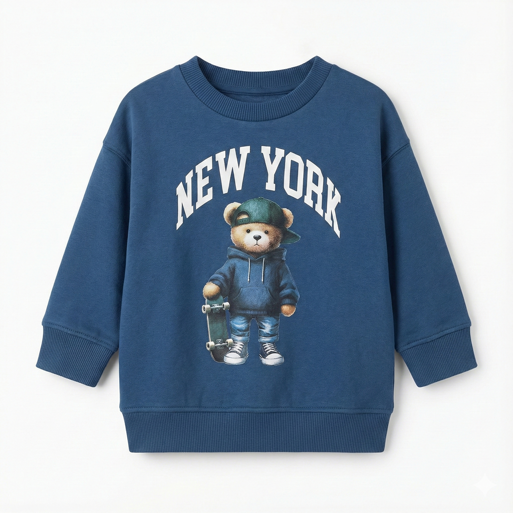 Kids All-Over Print Sweatshirt - Skating Teddy Bears Graphic (BG-000039)