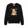 Kids Black Crewneck Sweatshirt - Cute Bear & Flower Graphic Print (BG-000059)