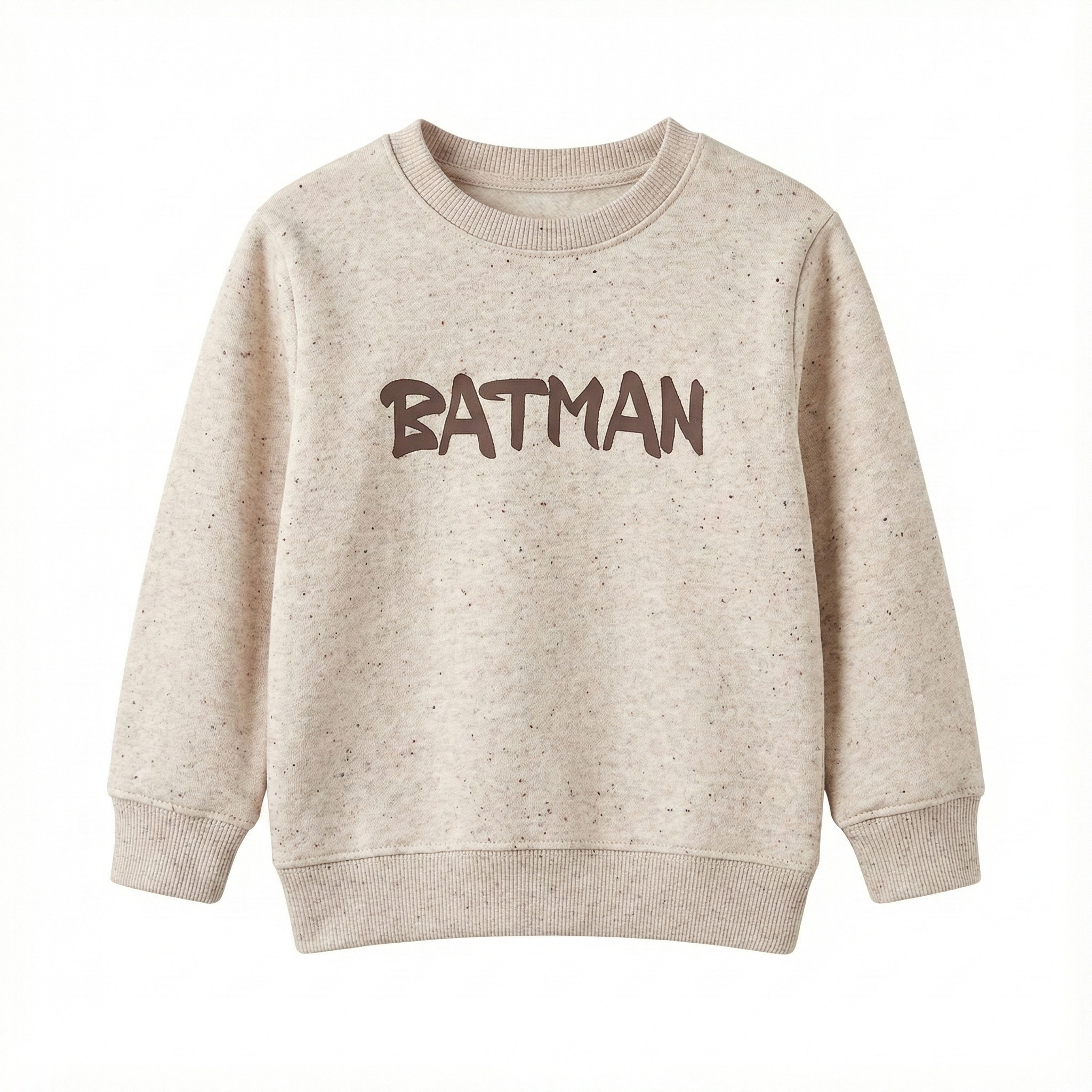 Kids "Batman" Text Sweatshirt - Oatmeal Speckled Fleece