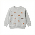 Kids Gray Embroidered Safari Sweatshirt - Jeeps & Camels Pattern (BG-000035)