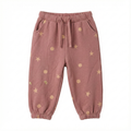 Girls' Dusty Pink Fleece Joggers with Gold Foil Star Print (BG-000022)