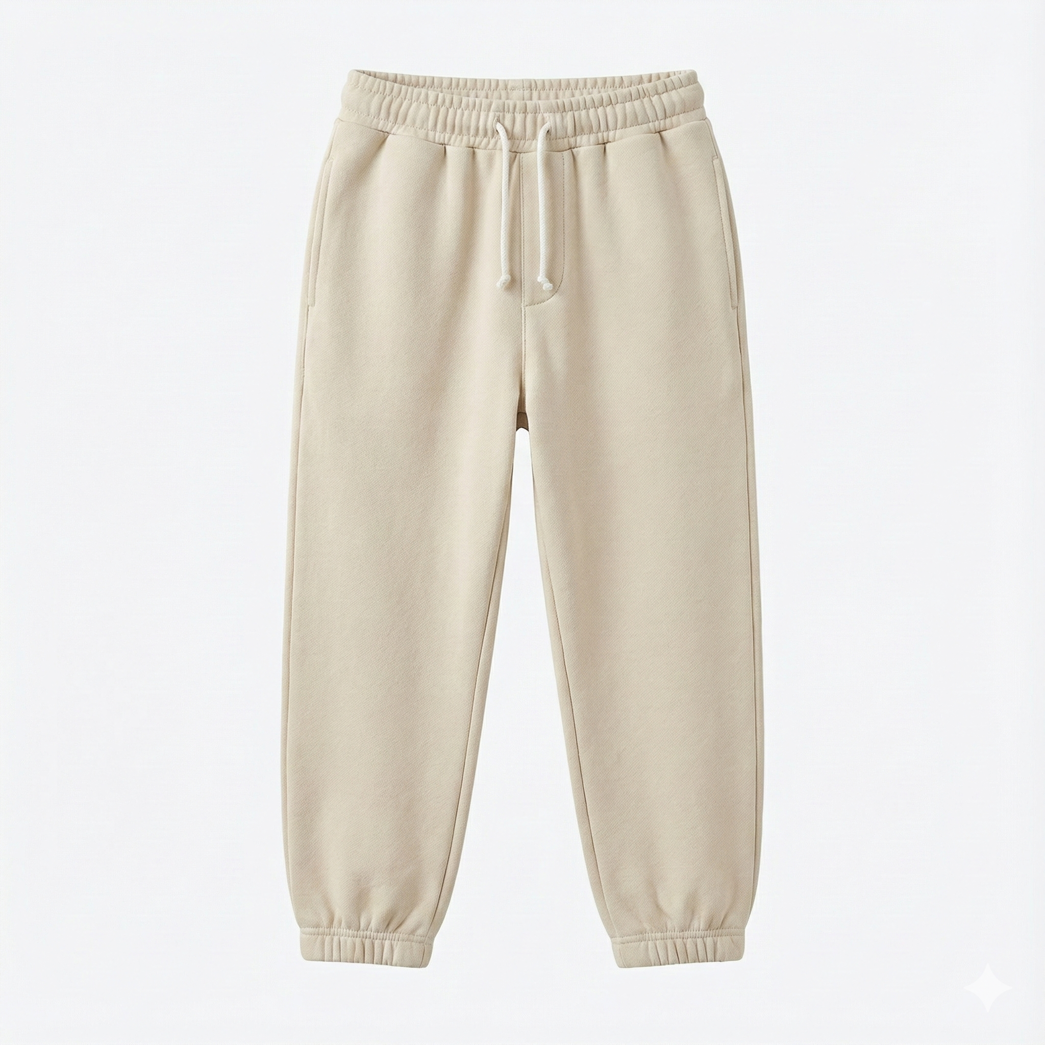 Kids' Premium Essential Beige Fleece Joggers - Solid Color
