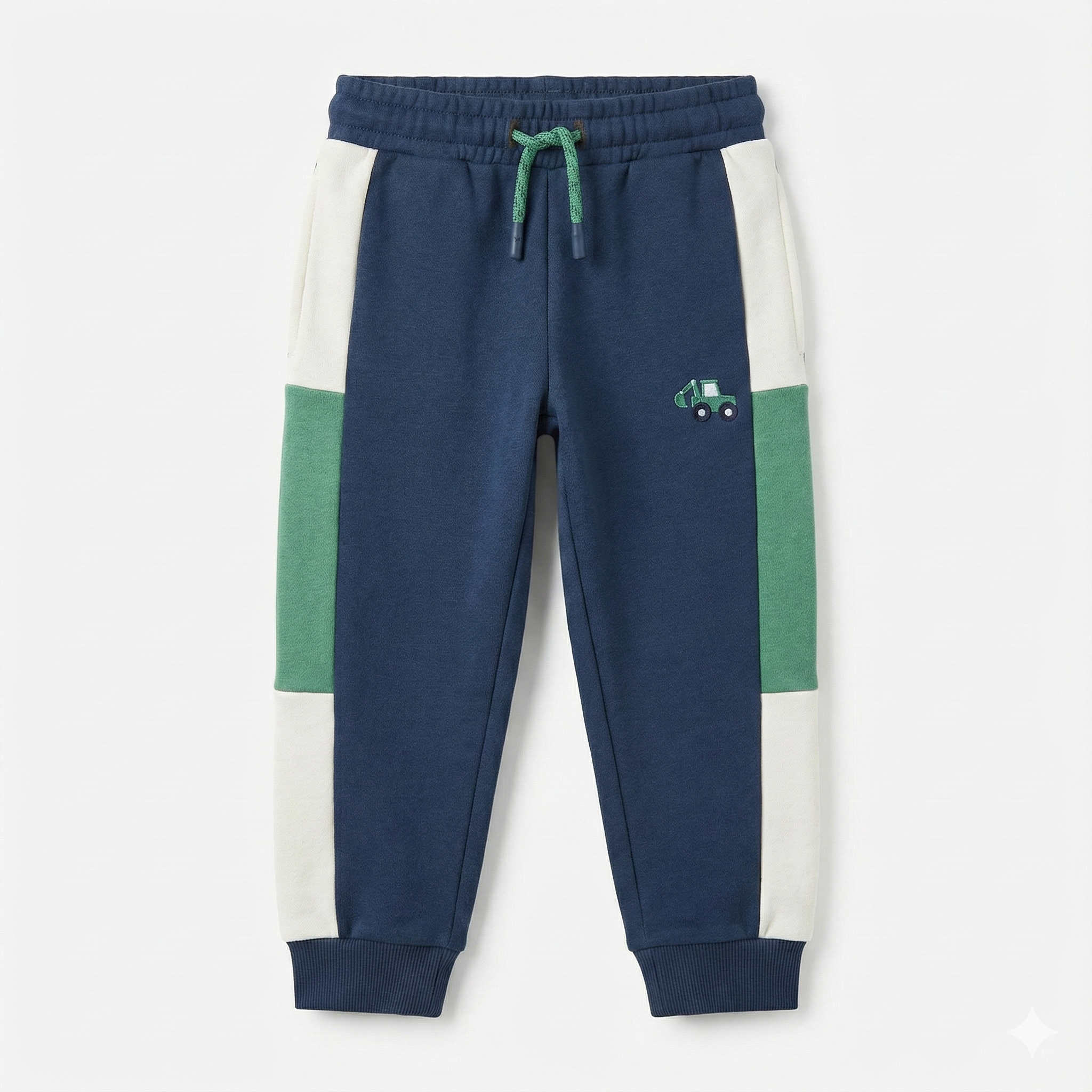 Toddler Colorblock Joggers with Truck Embroidery - Navy & Green