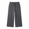 Girls' Wide-Leg Fleece Trousers with Pintuck Detail - Charcoal Grey (BG-000005)