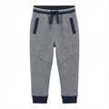 Boys' Sporty Heather Grey Fleece Joggers with Contrast Navy Ribbing (BG-000030)