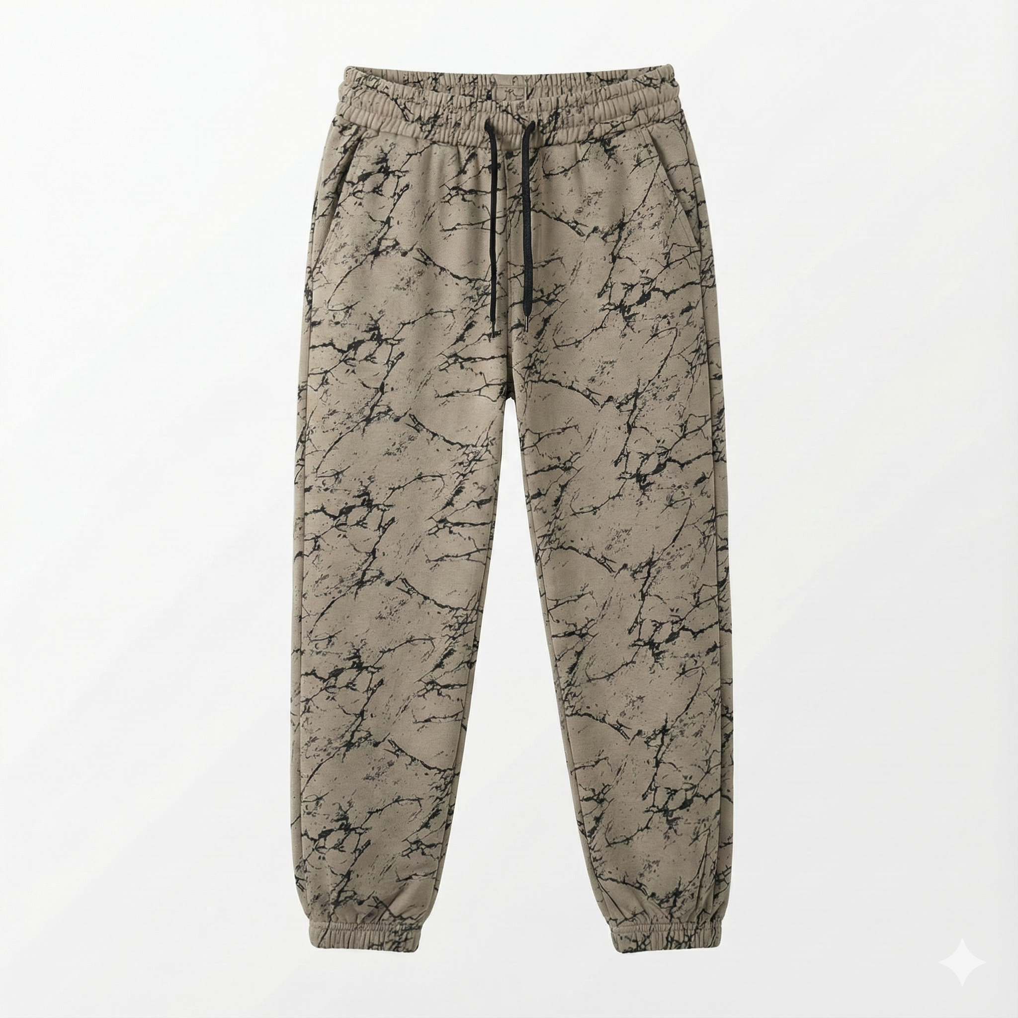Boys' Abstract Marble Print Joggers - Beige & Black