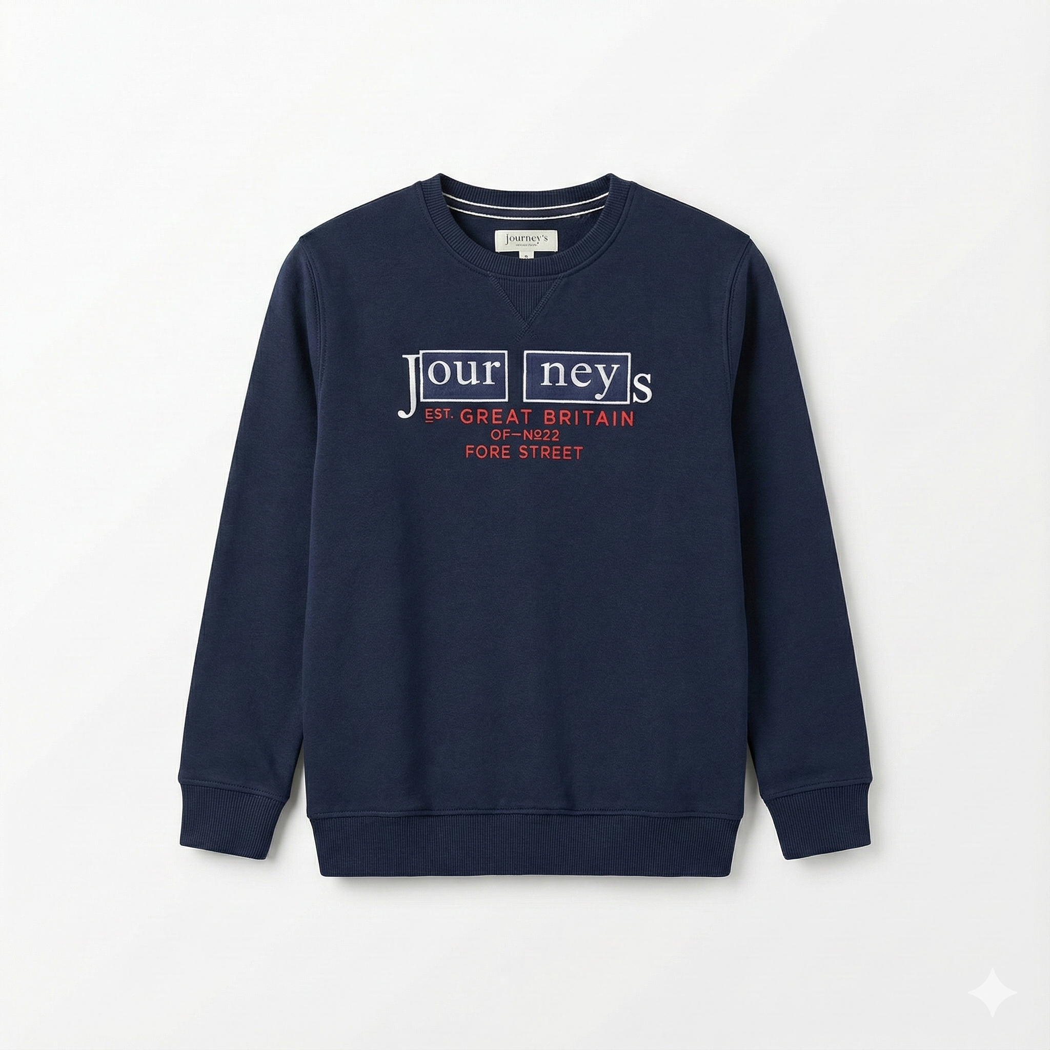 Kids Navy Sweatshirt - "Journeys Great Britain" Graphic Print