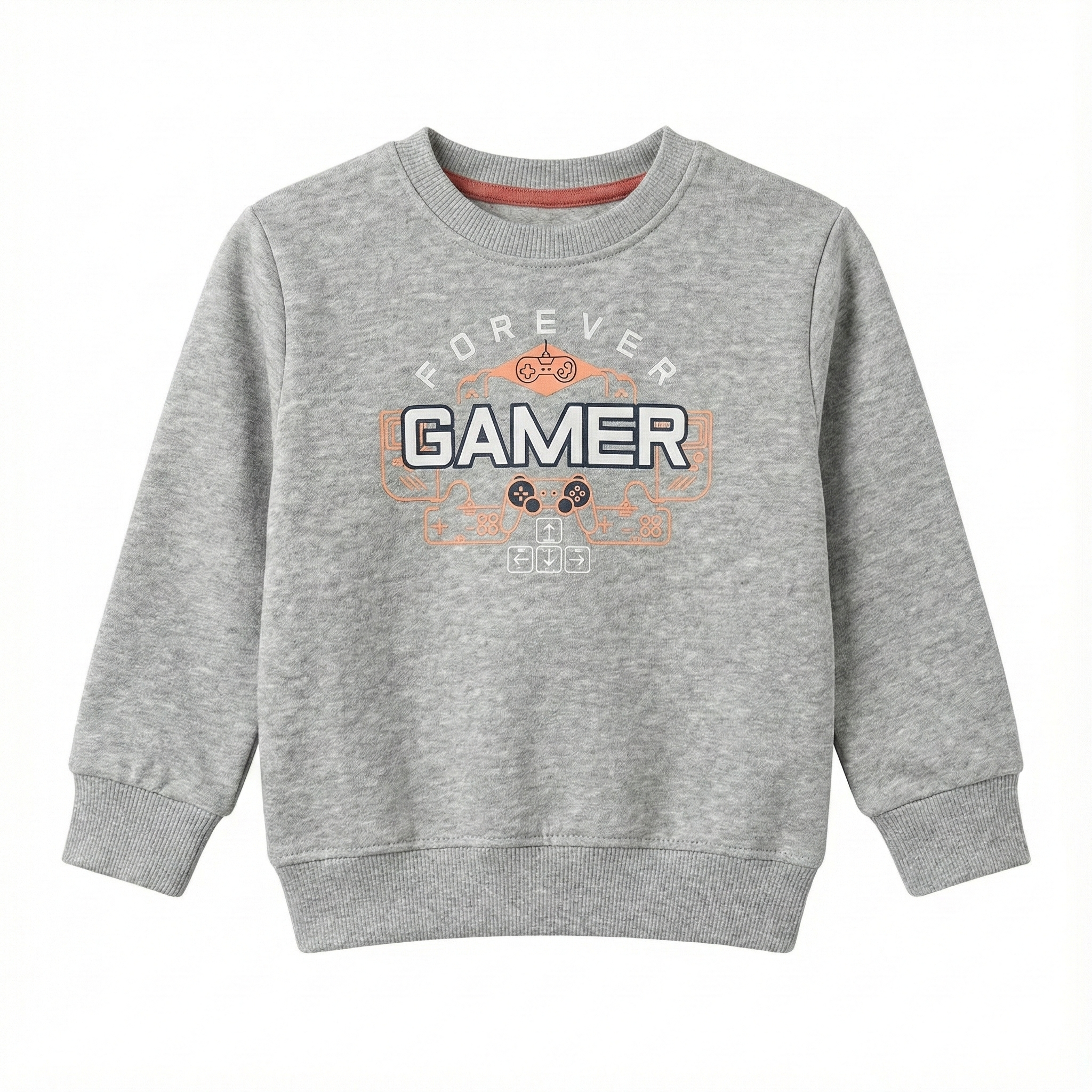 Kids Grey Marl Sweatshirt - "Forever Gamer" Controller Graphic