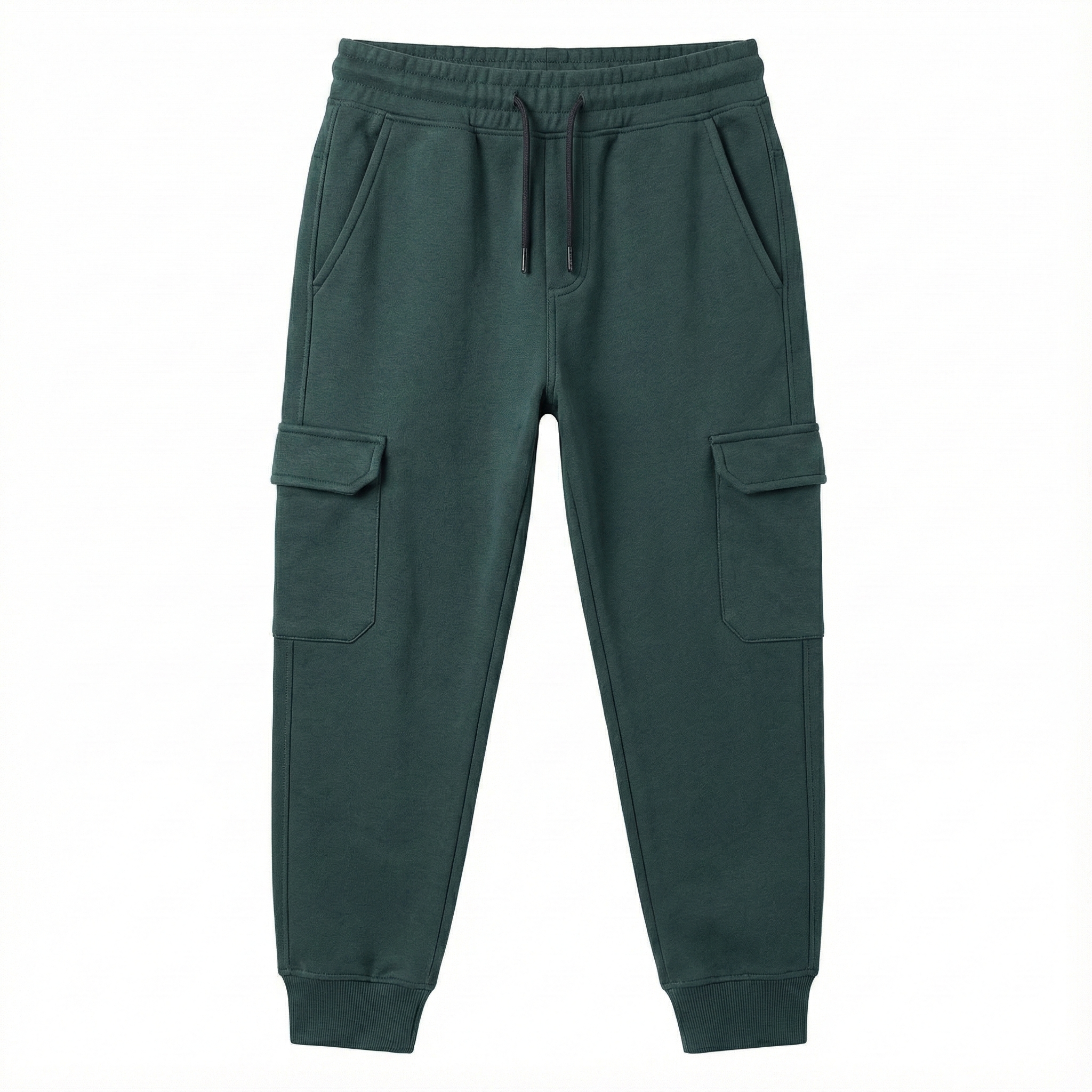 Boys' Forest Green Fleece Cargo Joggers - Essential Fit