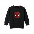 Black spiderman face embroidered terry fabric sweatshirt (BG-000073)