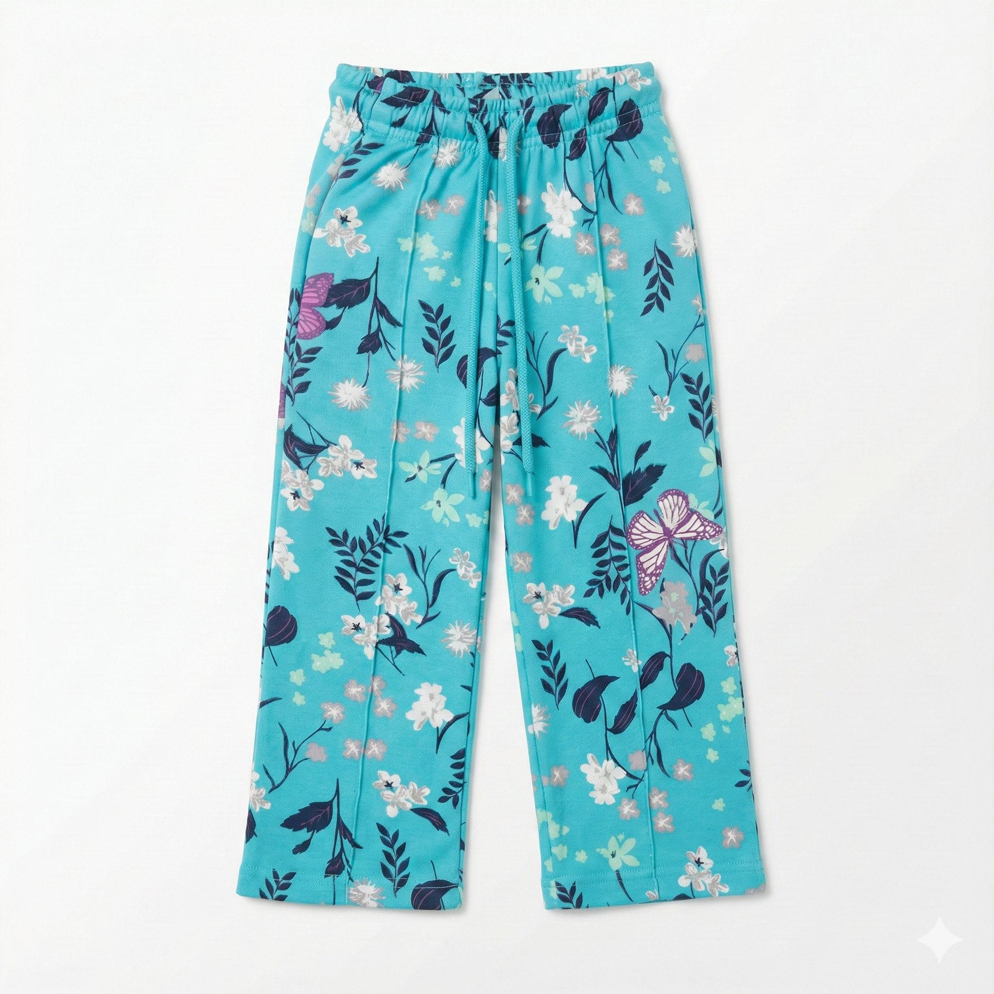 Girls' Floral Print Wide-Leg Lounge Pants