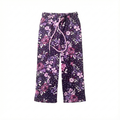 Girls' Purple Floral Print Wide-Leg Lounge Pants (BG-000002)