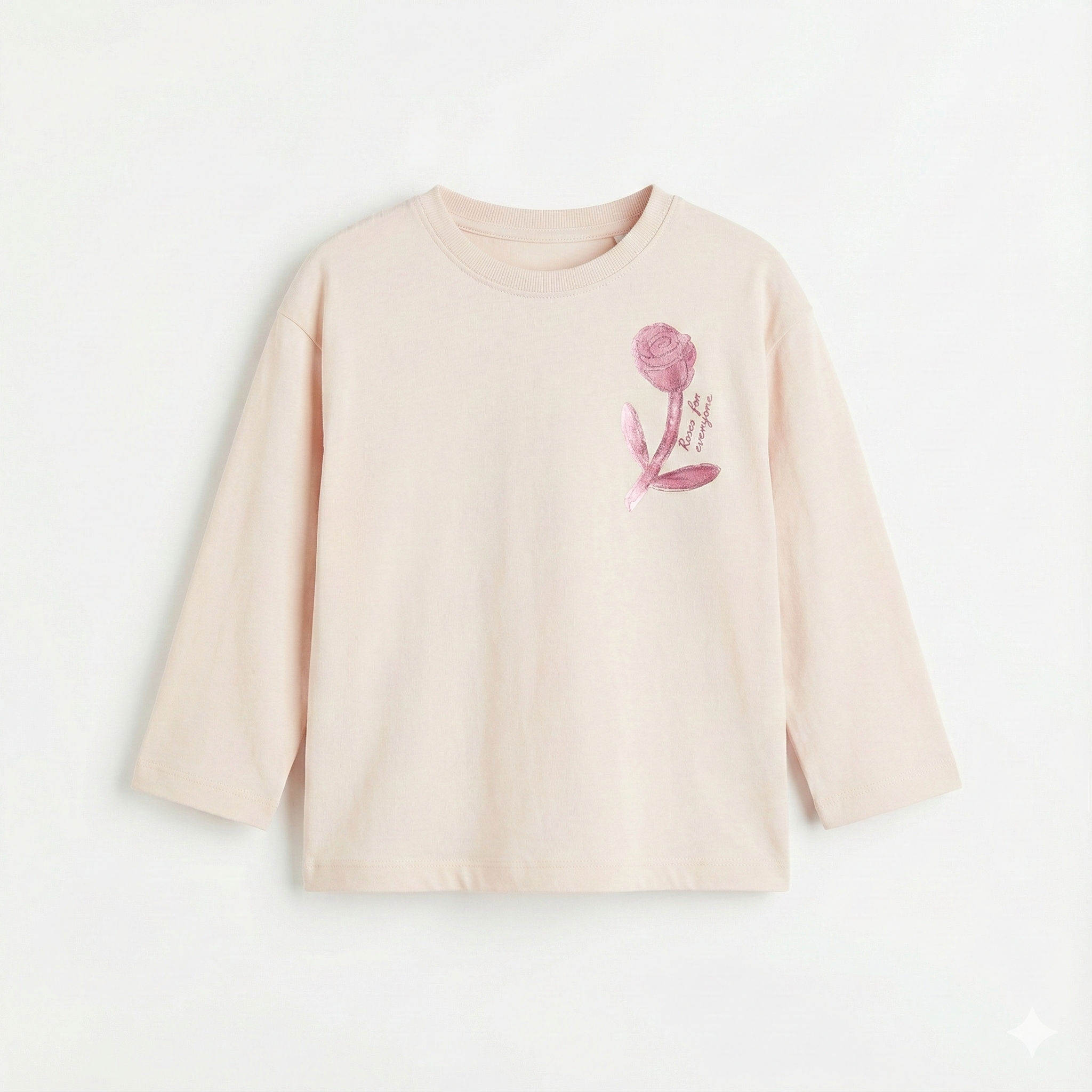 Girls Long Sleeve Shirt with Rose Print