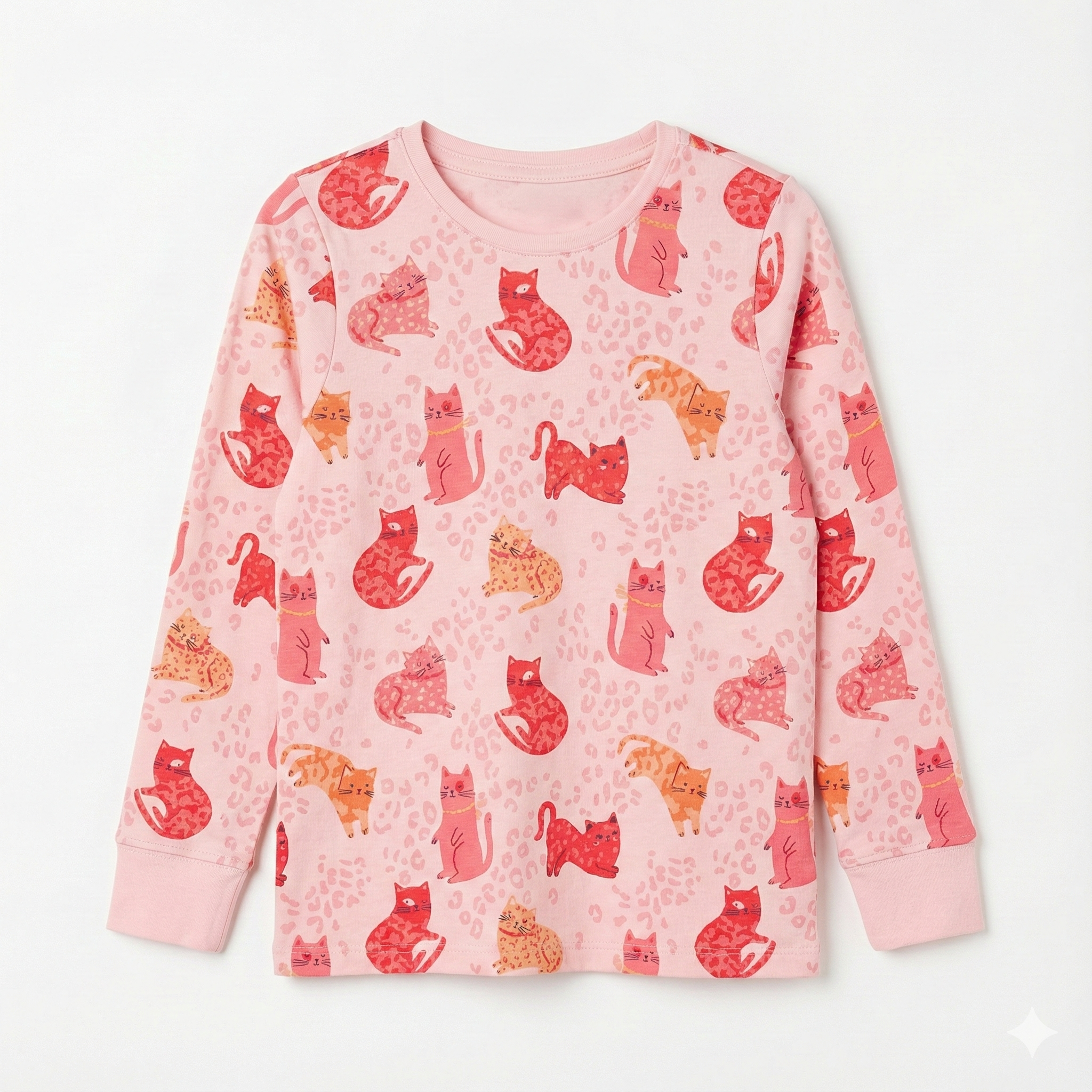CA Girl Baby Pink Full Sleeves Shirt with Cats Print
