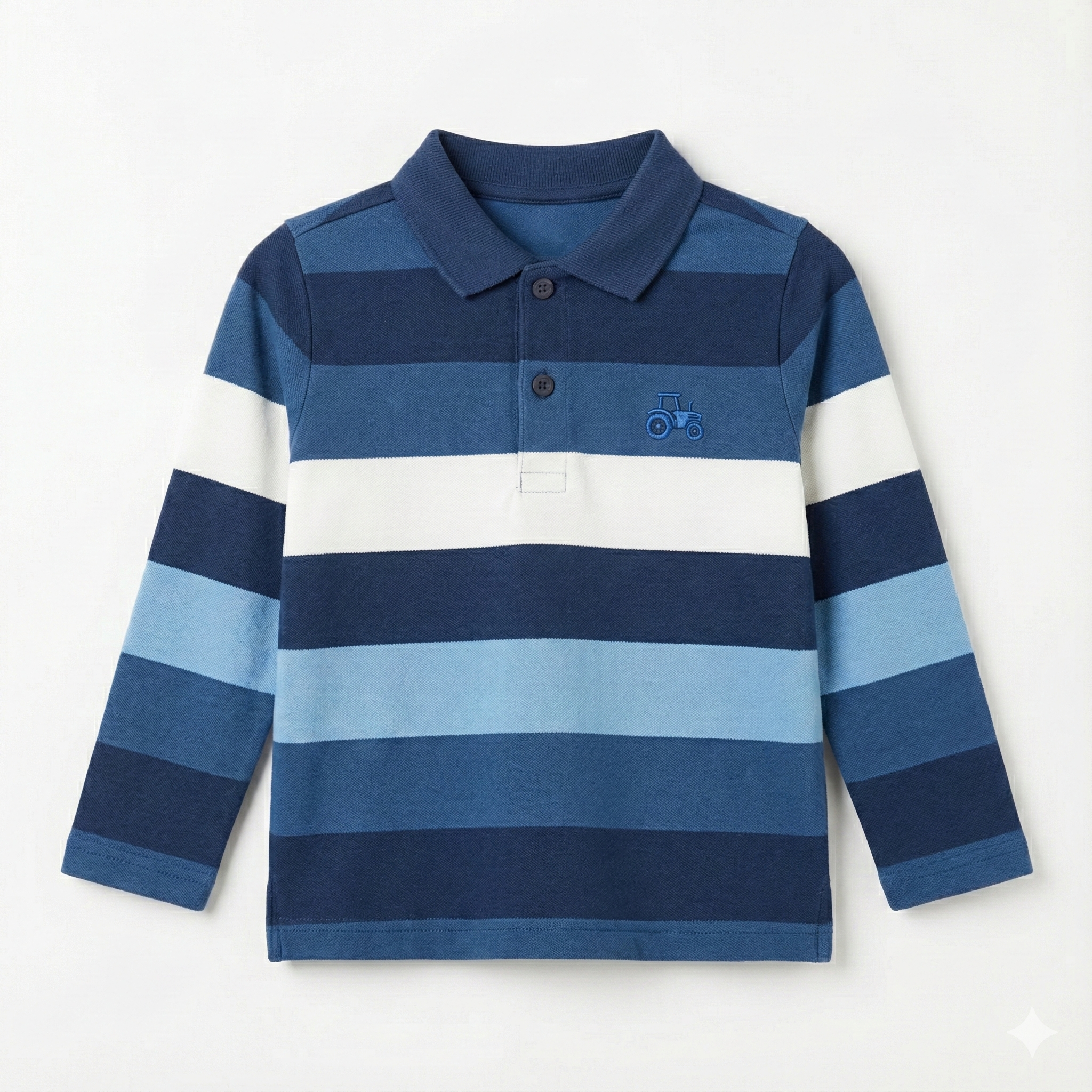 Blue Stripted Cotton Jersey Polo Shirt