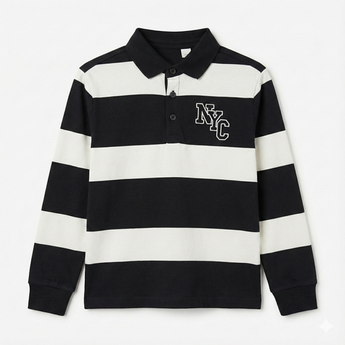 Black & White Polo Shirt with NYC Embroidery (BG-000142)