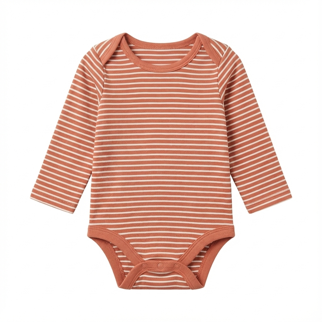 Baby Long Sleeve Bodysuit in Pinstripe Color