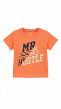 Boys Orange Color Shirt with Mr Hustle Graphic Print (BG-000355)