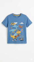 Blue T-Shirt with Dinosaur Graphic Print (BG-000349)