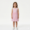 Girls Pink & White Striped Fit and Flare Dress (BG-000380)