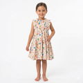 Girls Sleevesless Cream printed Frock with Frill Collar (BG-000387)