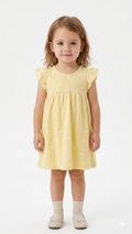 Girls Yellow Flounce Dress with Polka Dots Pattern (BG-000390)