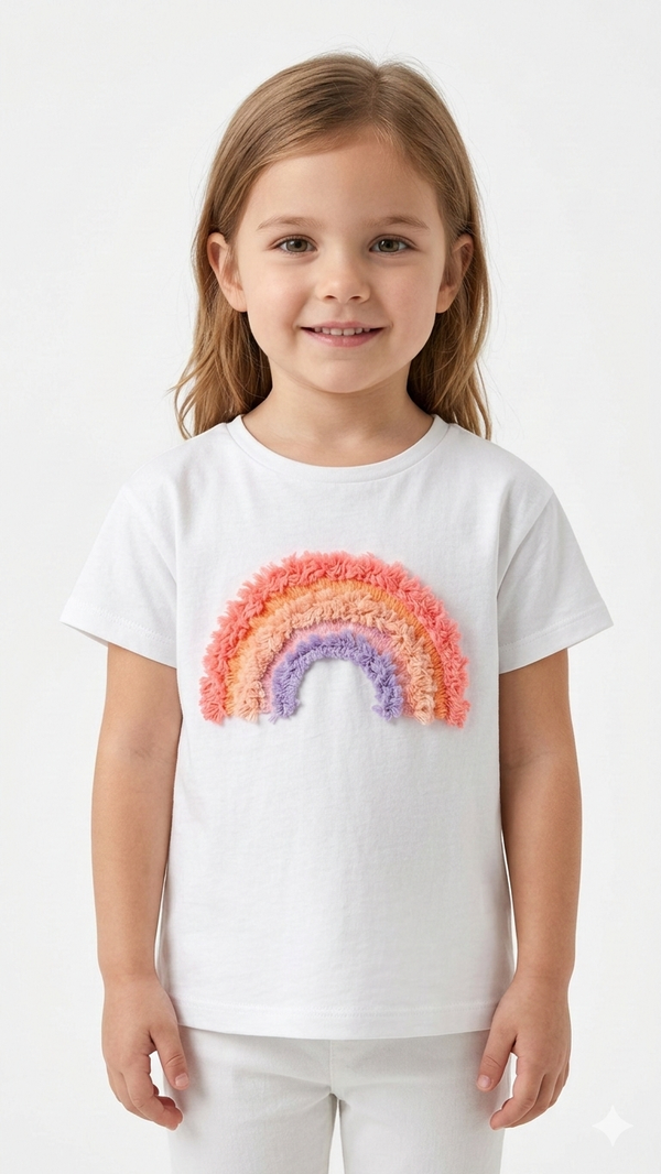 Girls Sequin Rainbow Shirt with Rainbow Graphic (BG-000375)