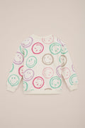Kids Taupe Sweatshirt - 4 Colorful Smiley Faces Graphic (BG-000036)
