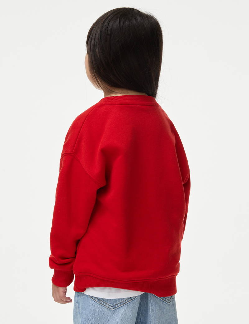 Red marks & spencer sweatshirt with a bear graphic