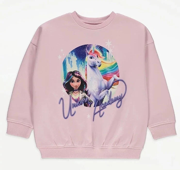 girls unicorn academy pink sweatshirt