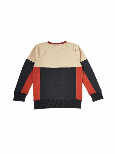 Kids Color Block Sweatshirt - Navy, Cream & Rust "Boston State" Basketball Theme