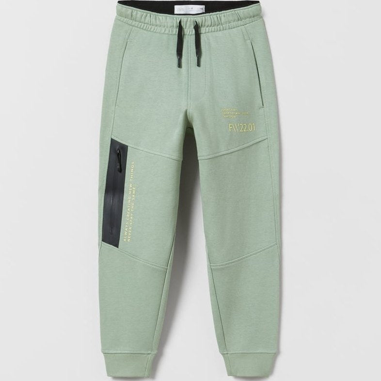 Boys' Olive Green Tech Fleece Cargo Joggers with Utility Pocket