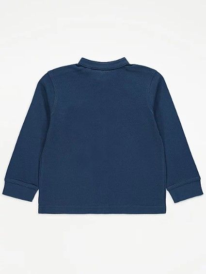 Navy blue grandad collar long sleeve shirt
