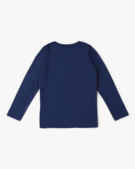 Nany blue long sleeved cotton minecraft graphic t-shirt