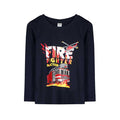 Dark blue long sleeved shirt with fire fighter print (BG-000113)