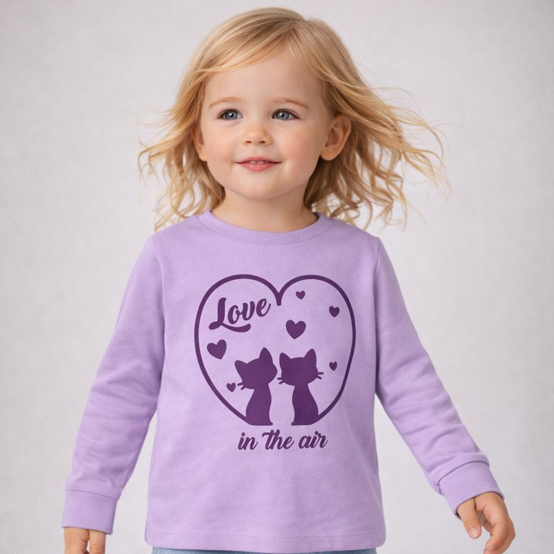Purple Long Sleeve Shirt with Love In the Air Print