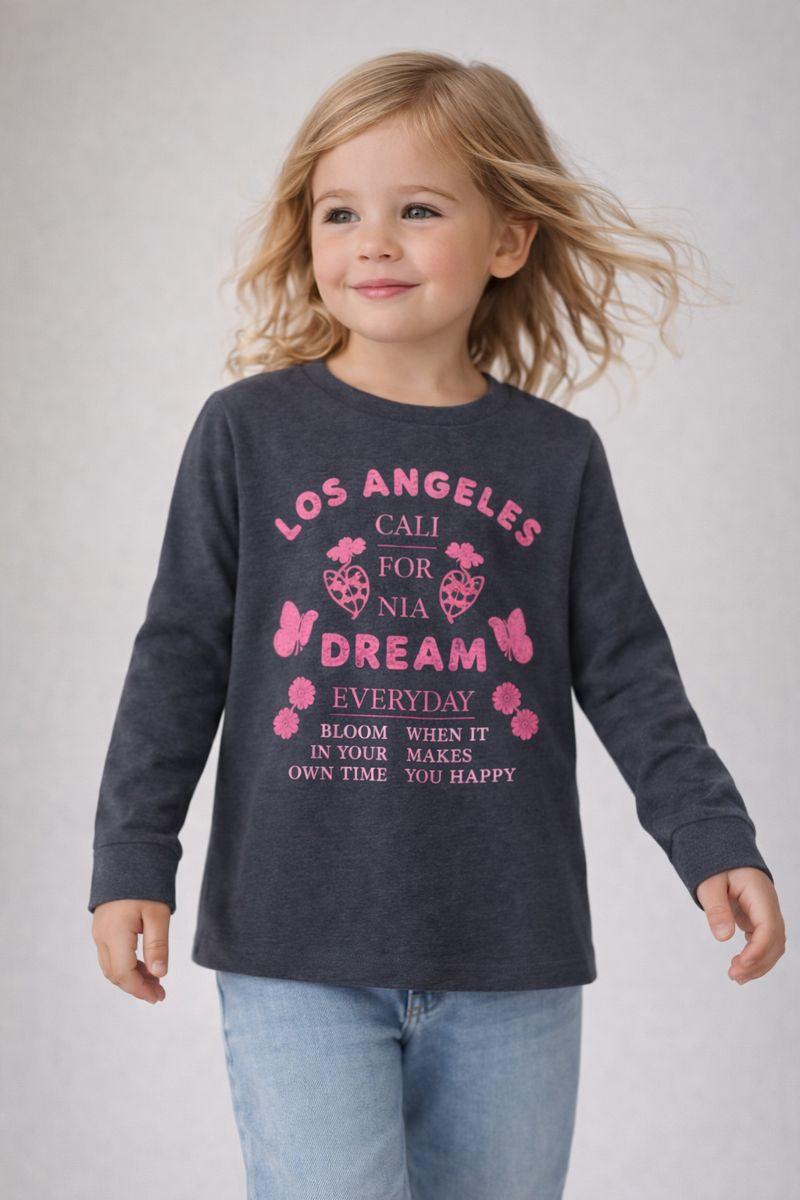 Long Sleeve Shirt with Pink Butterflies & Flowers Print