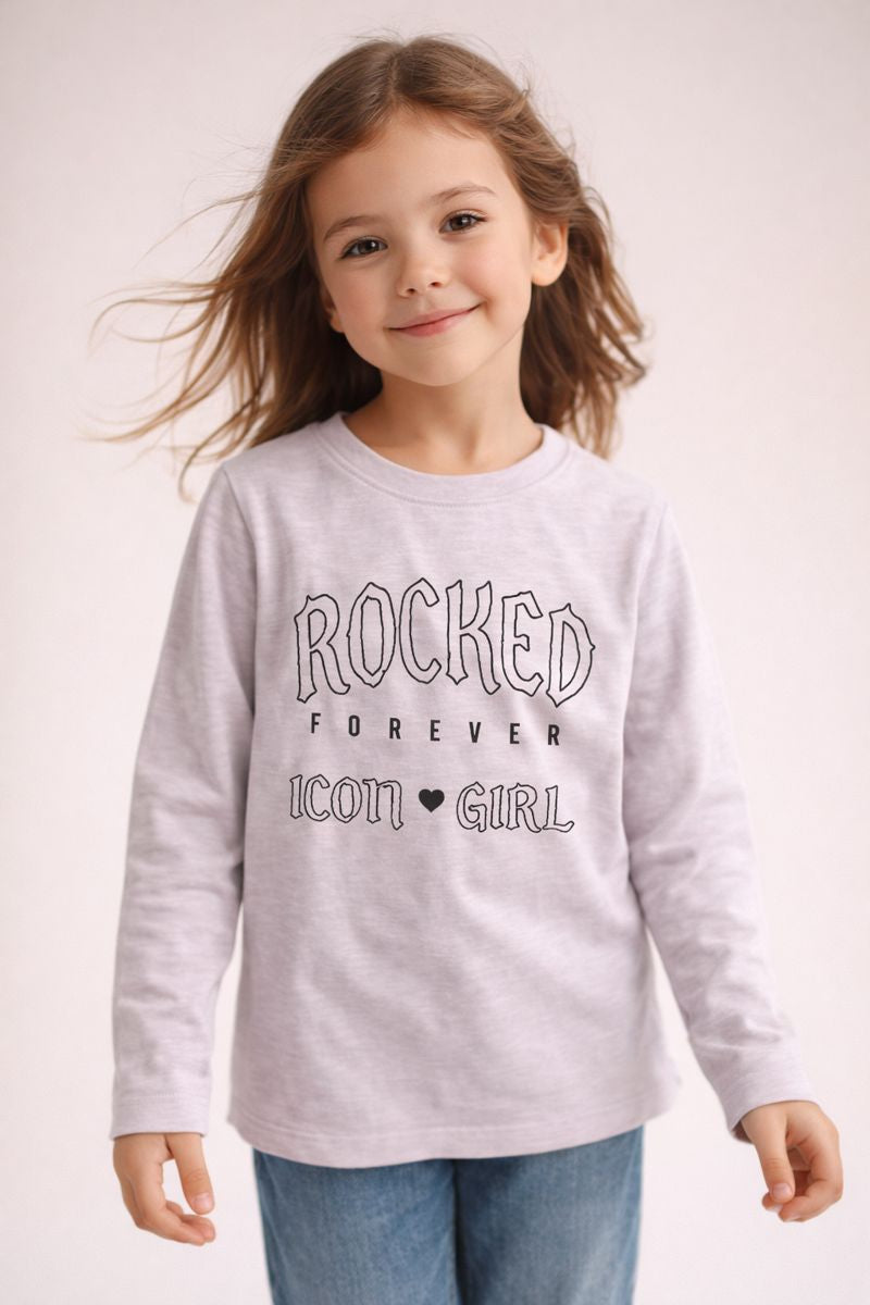 Long Sleeve Shirt with ROCKED FOREVER & ICON GIRL Print (BG-000164)