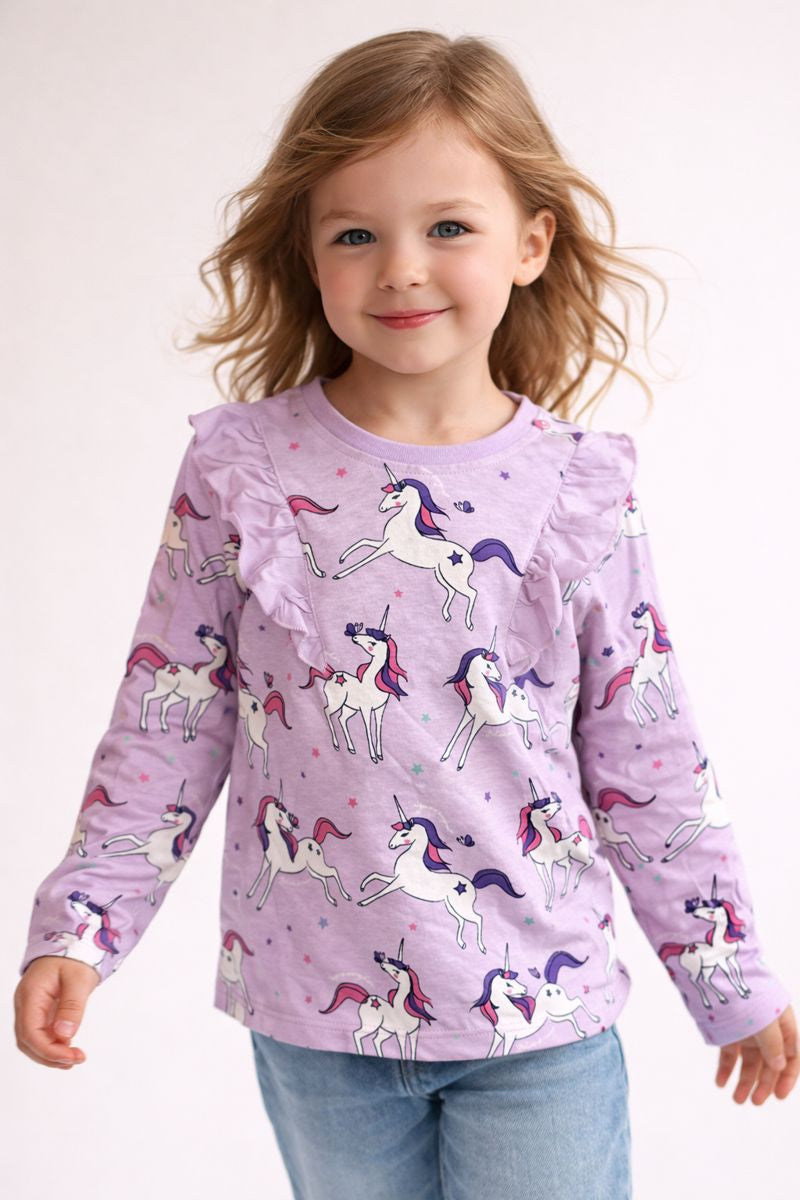 Purple Unicorn Printed Full Sleeve Shirt