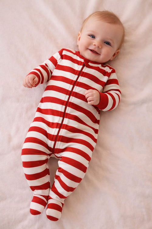 Red & White Lining Romper (BG-000129)