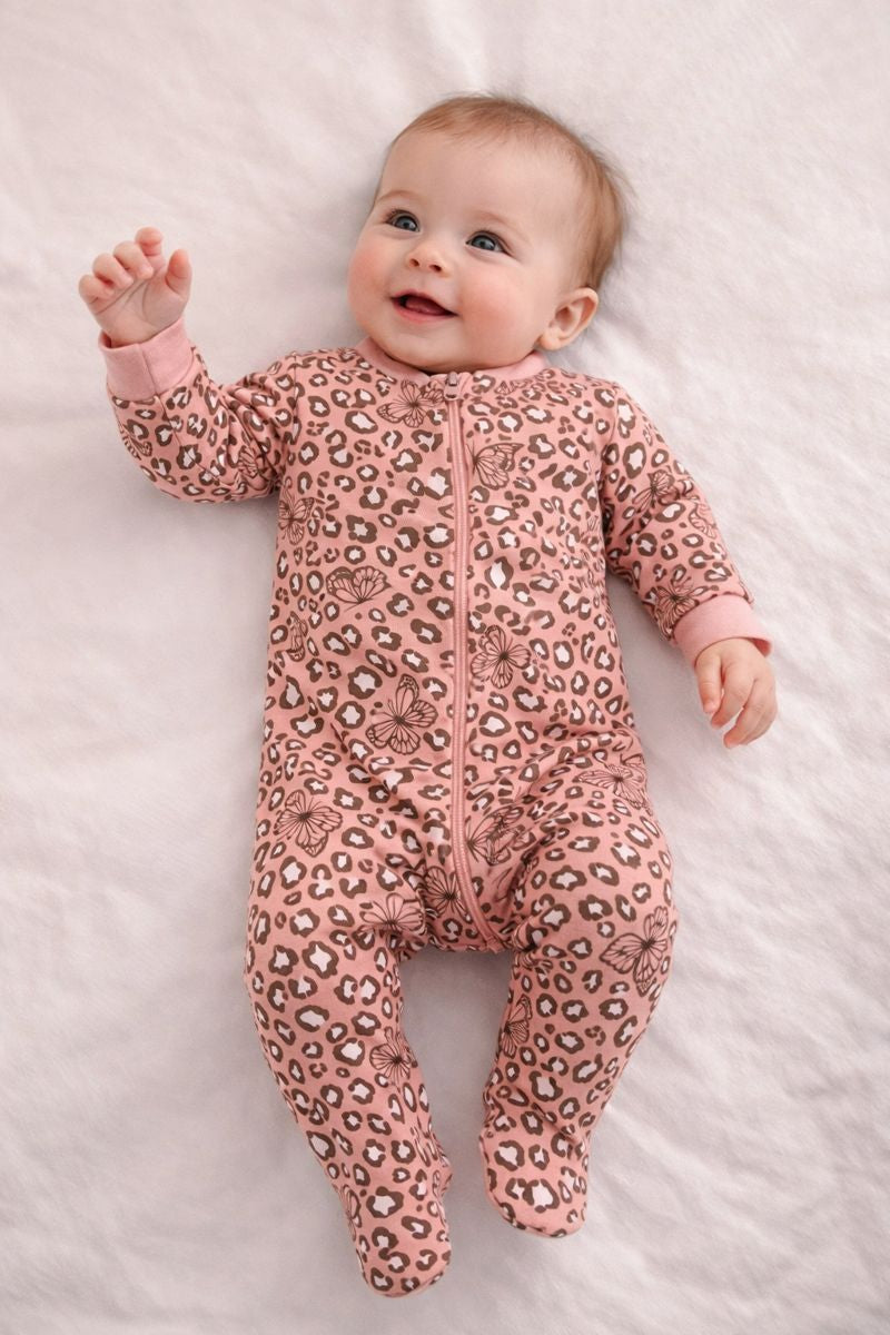 Pink Romper with Leopard Print