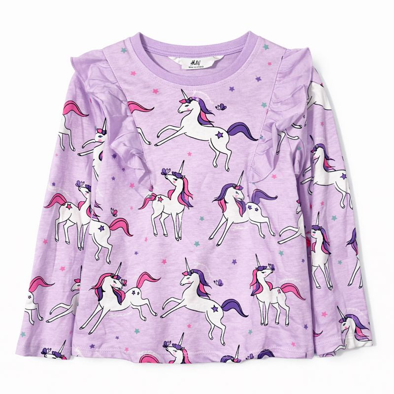 Purple Unicorn Printed Full Sleeve Shirt