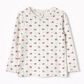 White Long Sleeve with Red & Green Ditsy Print (BG-000171)