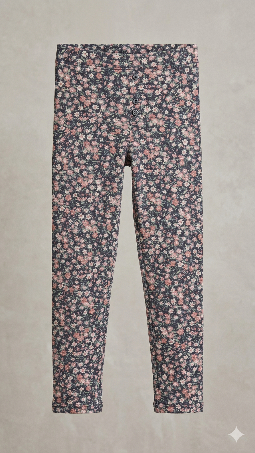 Floral Button-Detail Leggings (BG-000529)