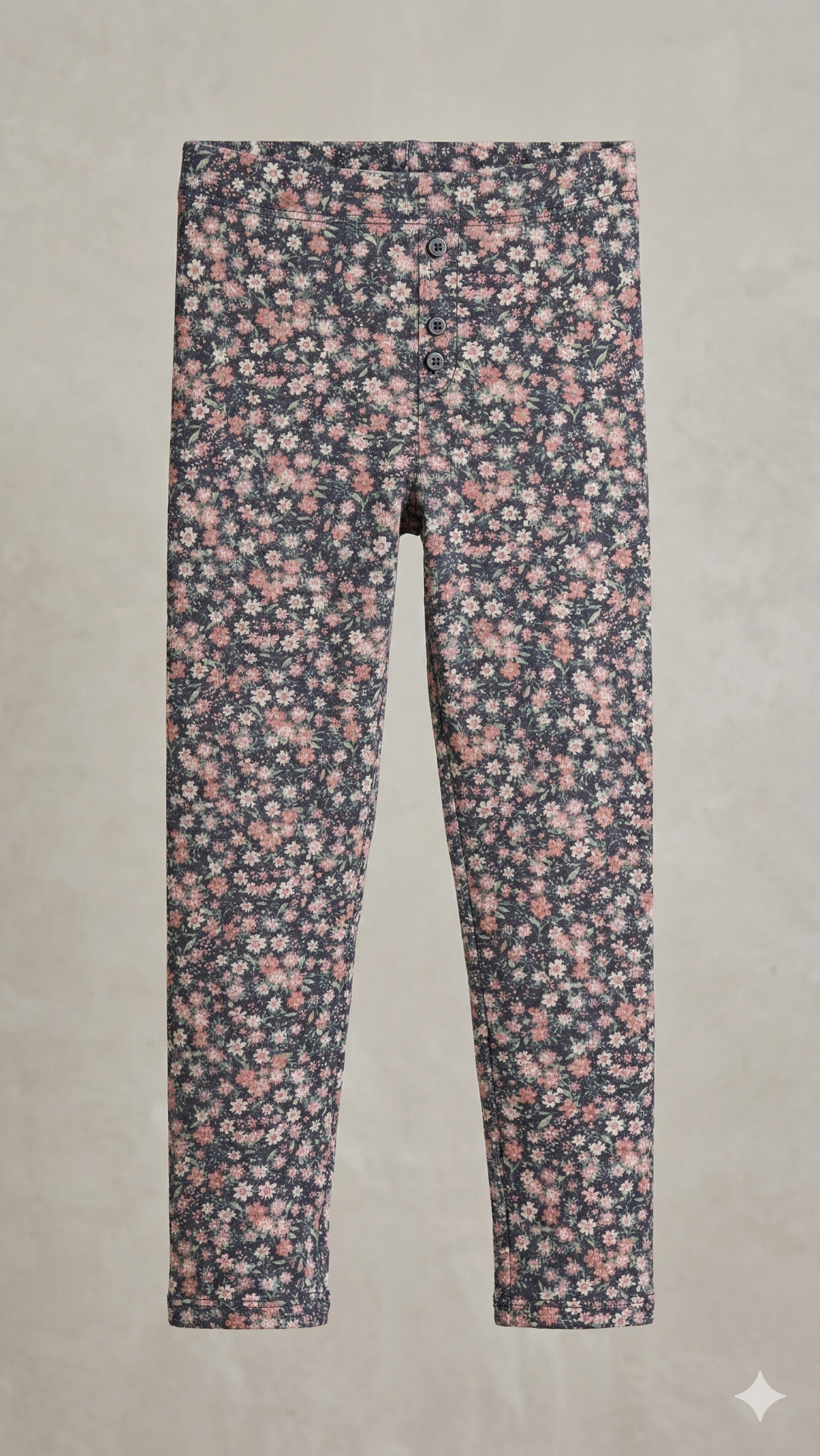 Floral Button-Detail Leggings (BG-000529)